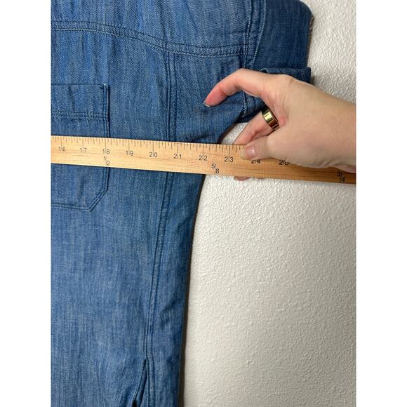 Blank NYC Medium Blue Denim Short Sleeve Pocket Jean Shirt Dress S - Picture 13 of 14